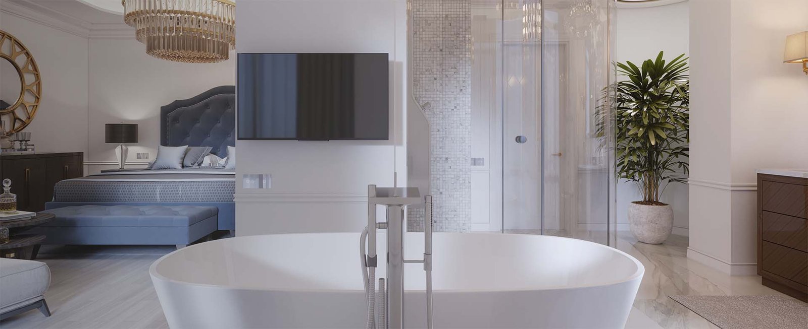 Offenes Badezimmer mit Design